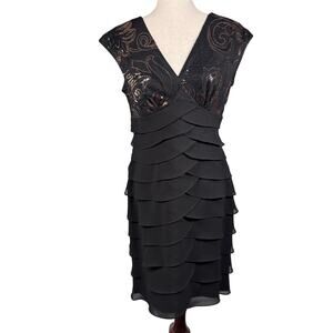 NWT Dressbarn Cocktail Party Sequin Dress Classy Pleated Lagenlook Glams sz 12
